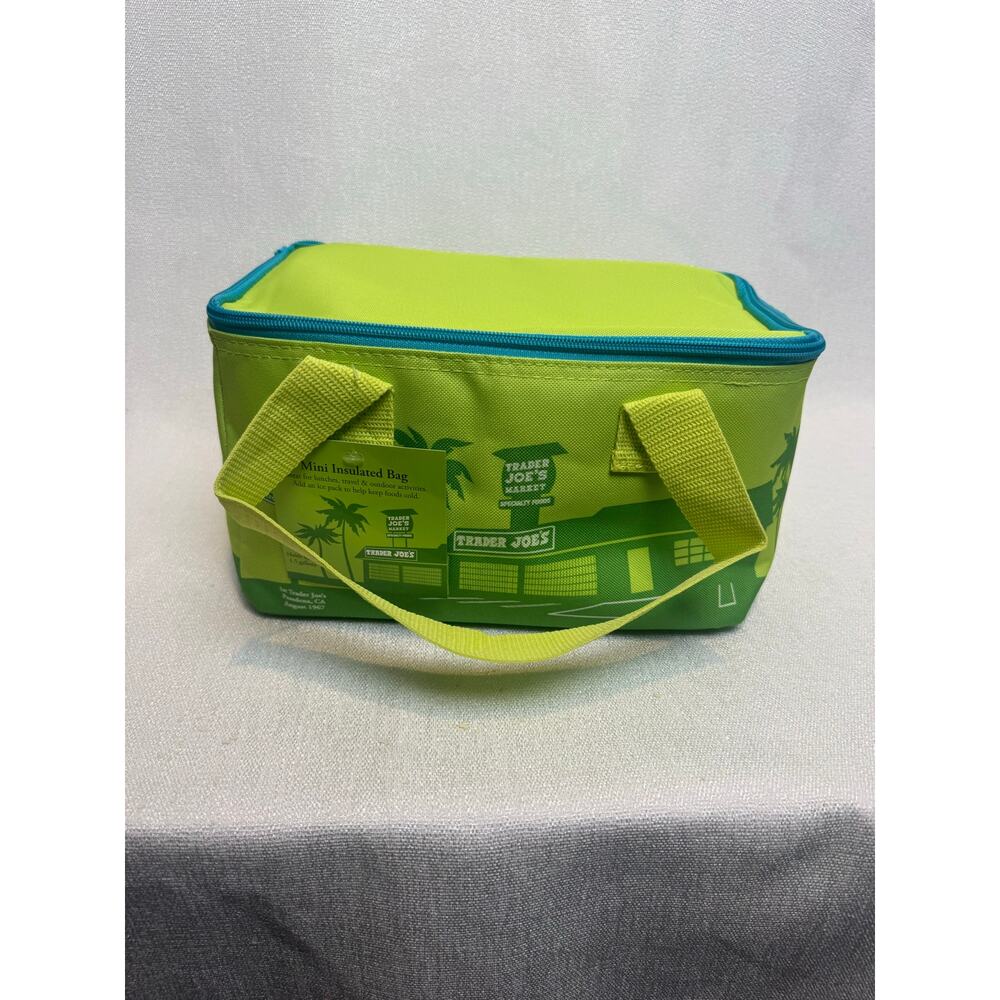 Trader Joe's Mini Neon Green Turquoise Reusable Insulated Tote New May 2026 (1)